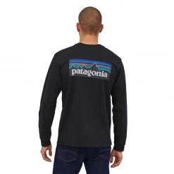 Patagonia M's L/S P-6 Logo Responsibili-Tee Black -Outdoor Kleding Koopjes 38518 BLK Sr 3