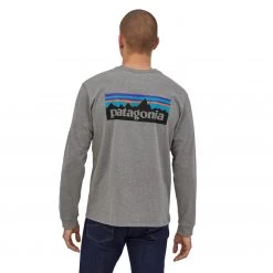Patagonia M's L/S P-6 Logo Responsibili-Tee Gravel Heather -Outdoor Kleding Koopjes 38518 GLH Sr 3