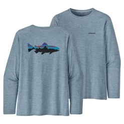 Patagonia M's L/S Cap Cool Daily Fish Graphic Shirt Fitz Roy Trout: Steam Blue X-Dye