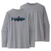 Patagonia M's L/S Cap Cool Daily Fish Graphic Shirt Fitz Roy Trout: Salt Grey