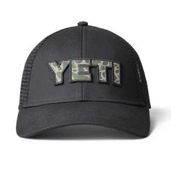 Yeti Camo Logo Badge Low Pro Trucker Hat Black