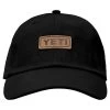 Yeti Leather Logo Badge 6 Panel Soft Crown Hat Black