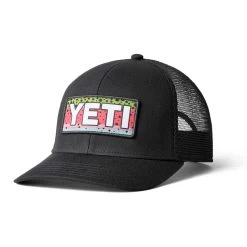 Yeti Rainbow Trout Logo Badge Trucker Hat Black -Outdoor Kleding Koopjes H009B 3